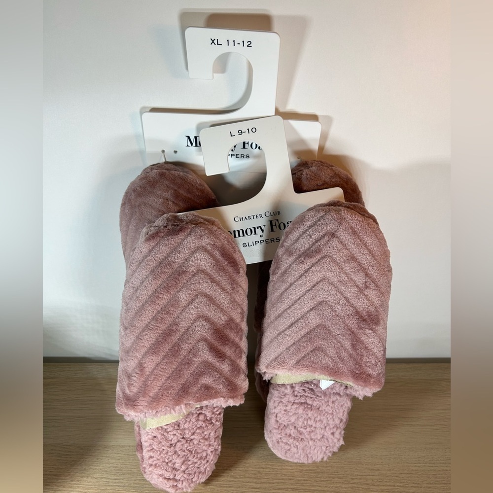 Charter Club Slippers High Density Memory Foam No Slip Sole Mauve Pink New Tags - Picture 2 of 4
